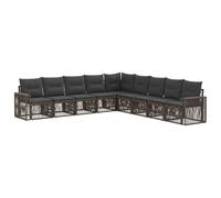 vidaXL Conjunto de sofás de jardín 9 pcs Gris y Gris Oscuro, Muebles de Jardín, Sofá Exterior, Diseño Modular, Conjunto Resistente al Clima, Sofá de Patio, Fundas Lavables