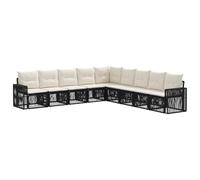 vidaXL Conjunto de sofás de jardín 9 pcs Negro y Blanco Crema, Muebles de Jardín, Sofá Exterior, Diseño Modular, Conjunto Resistente al Clima, Sofá de Patio, Fundas Lavables