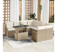 vidaXL Conjunto de sofás de jardín 9 uds. 8-Número de plazas Beige