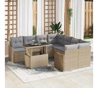 vidaXL Conjunto de sofás de jardín 9 uds. 8-Número de plazas Beige