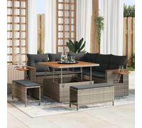vidaXL Conjunto de sofás de jardín 9 uds. 8-Número de plazas Gris