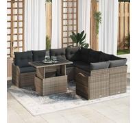 vidaXL Conjunto de sofás de jardín 9 uds. 8-Número de plazas Gris