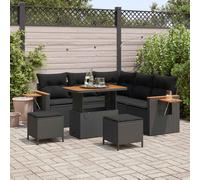 vidaXL Conjunto de sofás de jardín 9 uds. 8-Número de plazas Negro