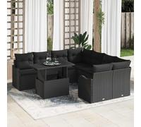 vidaXL Conjunto de sofás de jardín 9 uds. 8-Número de plazas Negro