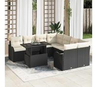 vidaXL Conjunto de sofás de jardín 9 uds. 8-Número de plazas Negro