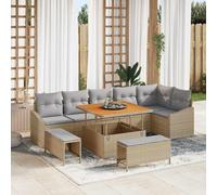 vidaXL Conjunto de sofás de jardín 9 uds. Beige ratán sintético