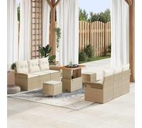 vidaXL Conjunto de sofás de jardín 9 uds. Beige ratán sintético