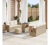 vidaXL Conjunto de sofás de jardín 9 uds. Beige ratán sintético