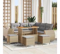 vidaXL Conjunto de sofás de jardín 9 uds. Beige ratán sintético