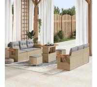 vidaXL Conjunto de sofás de jardín 9 uds. Beige ratán sintético