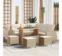 vidaXL Conjunto de sofás de jardín 9 uds. Beige ratán sintético