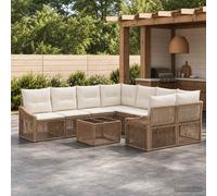vidaXL Conjunto de sofás de jardín 9 uds. Beige ratán sintético
