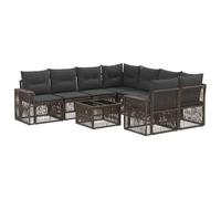 vidaXL Conjunto de sofás de jardín 9 uds. Gris ratán sintético