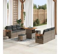 vidaXL Conjunto de sofás de jardín 9 uds. Gris ratán sintético