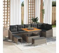 vidaXL Conjunto de sofás de jardín 9 uds. Gris ratán sintético