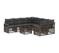vidaXL Conjunto de sofás de jardín 9 uds. Gris ratán sintético