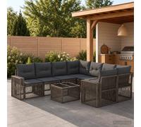 vidaXL Conjunto de sofás de jardín 9 uds. Gris ratán sintético