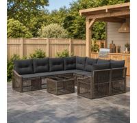 vidaXL Conjunto de sofás de jardín 9 uds. Gris ratán sintético