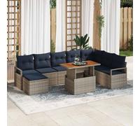 vidaXL Conjunto de sofás de jardín 9 uds. Gris y marino