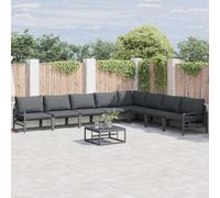vidaXL Conjunto de sofás de jardín 9 uds. Negro Acero
