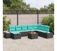 vidaXL Conjunto de sofás de jardín 9 uds. Negro Poliratán