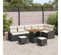 vidaXL Conjunto de sofás de jardín 9 uds. Negro ratán sintético