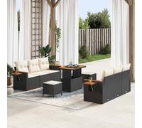 vidaXL Conjunto de sofás de jardín 9 uds. Negro ratán sintético