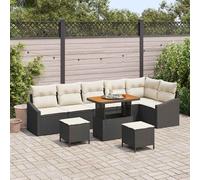 vidaXL Conjunto de sofás de jardín 9 uds. Negro ratán sintético