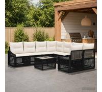 vidaXL Conjunto de sofás de jardín 9 uds. Negro ratán sintético
