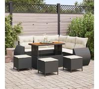 vidaXL Conjunto de sofás de jardín 9 uds. Negro ratán sintético