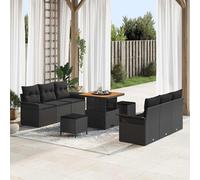 vidaXL Conjunto de sofás de jardín 9 uds. Negro ratán sintético