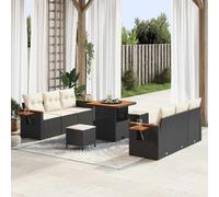 vidaXL Conjunto de sofás de jardín 9 uds. Negro ratán sintético