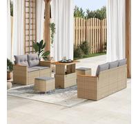 vidaXL Conjunto de sofás de jardín con cojín 10 pcs Beige y Gris Claro