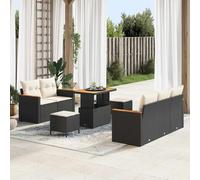 vidaXL Conjunto de sofás de jardín con cojín 10 pcs Negro y crema
