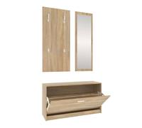 vidaXL Conjunto de zapatero 3 en 1 de madera de ingeniería de roble Sonoma