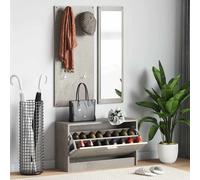 vidaXL Conjunto de zapatero 3 en 1 madera contrachapada gris hormigón