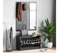 vidaXL Zapatero 3 en 1 - Armario estantería madera contrachapada negro