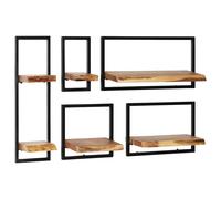 vidaXL Conjunto de estantes de pared Acacia - 5 piezas, madera maciza y acero