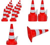 vidaXL Conos de tráfico, 10 unidades, reflectantes, rojo y blanco, 50 cm - Conos de señalización - Conos de advertencia - Conos de tráfico - Conos de seguridad