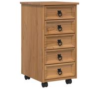 vidaXL Contenedor enrollable con cajones Corona Honey Brown, amplio espacio de almacenamiento para sala de estar, oficina, manualidades, diseño rústico con armario de ruedas y cajón, fácil de limpiar