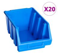 vidaXL Contenedores de Almacenaje Apilables 20 Unidades, Cajas con Ranura para Etiquetas, Cajas para Herramientas, Cajones Apilables, Plástico Azul