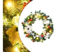 vidaXL Corona de Navidad con luces LED PVC verde 60 cm