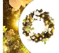 vidaXL Corona de Navidad con luces LED verde 60 cm PVC