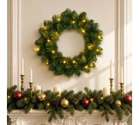 vidaXL Corona de Navidad Verde Ø 30 cm PVC 25 LED