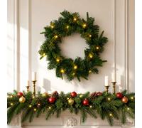 vidaXL Corona de Navidad Verde Ø 30 cm PVC y PE 25 LED