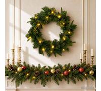 vidaXL Corona de Navidad Verde Ø 50 cm PVC y PE 25 LED