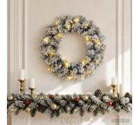 vidaXL Corona de Navidad Verde y blanco Ø 30 cm PVC 25 LED