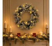 vidaXL Corona de Navidad Verde y blanco Ø 50 cm PVC y PE 25 LED
