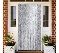 vidaXL Cortina antimoscas chenilla blanco y gris 100x230 cm