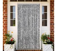 vidaXL Cortina antimoscas Chenilla – Protección para puerta, Gris/Negro/Blanco 90x220 cm
